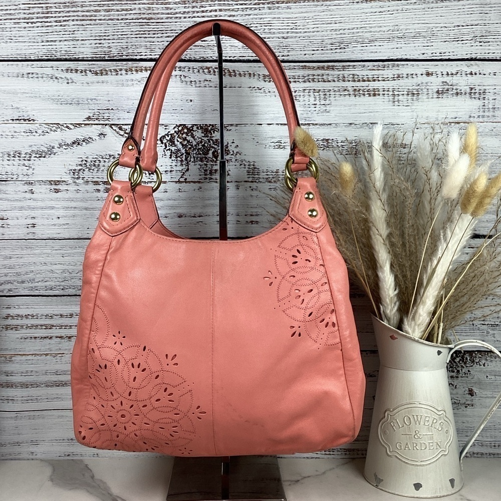 COACH 22485 VINTAGE ASHLEY TOSSED LASER CUT LEATHER SHOULDER BAG PINK CORAL HOB - Picture 7 of 16